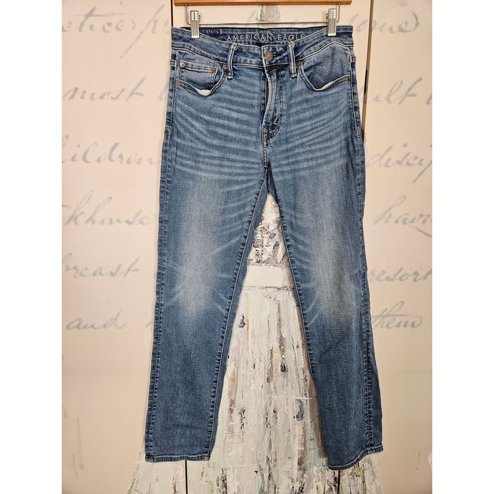 American Eagle Mens Airflex+ Slim Straight Jeans Medium‎ Wash 29x32 Blue Denim